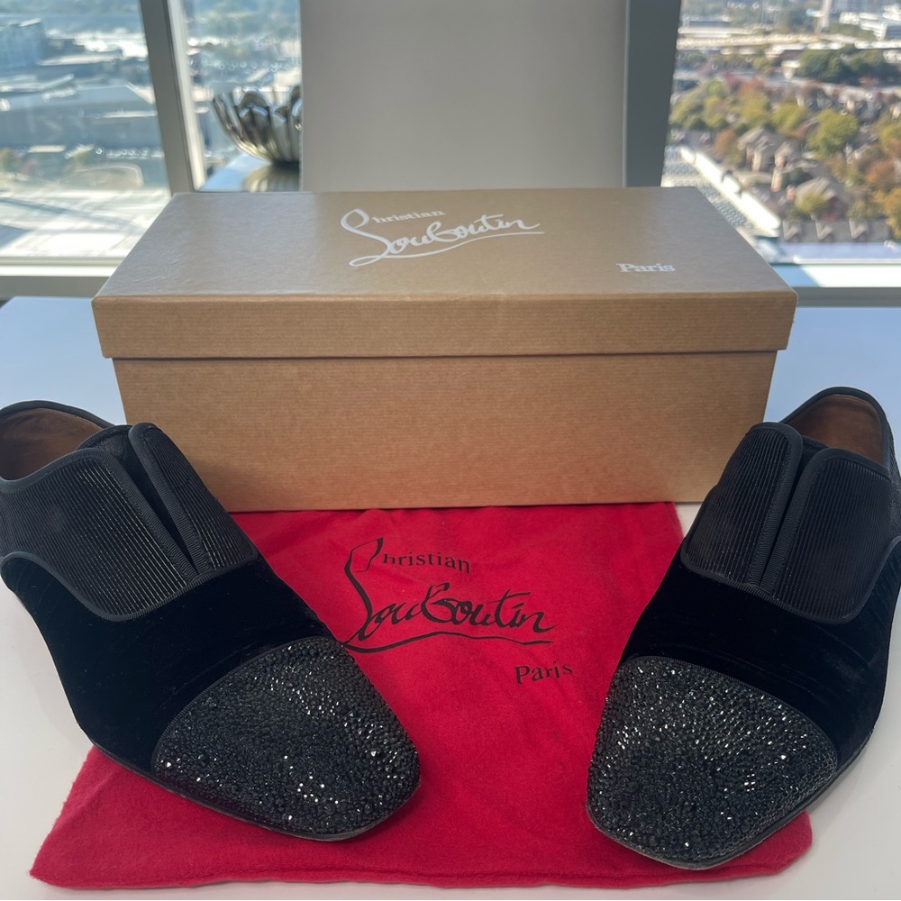 Christian Louboutin Alpha Male P Strass Flat Loafers (Velour)